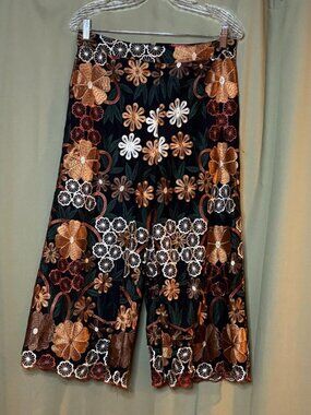Vintage Haute Couture Embroidered Floral Pants